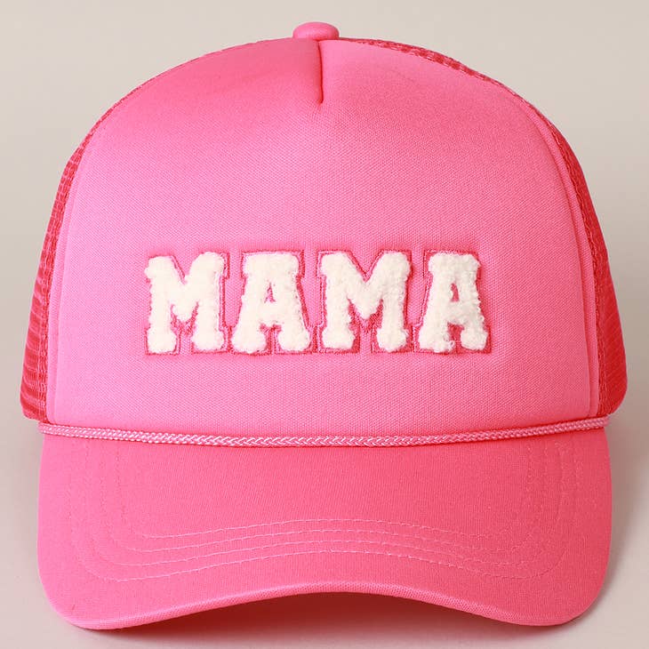 Mama Chenille Letter Patch Trucker Hat in Three Colors