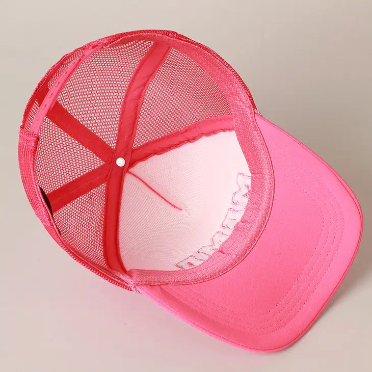 Mama Chenille Letter Patch Trucker Hat in Three Colors