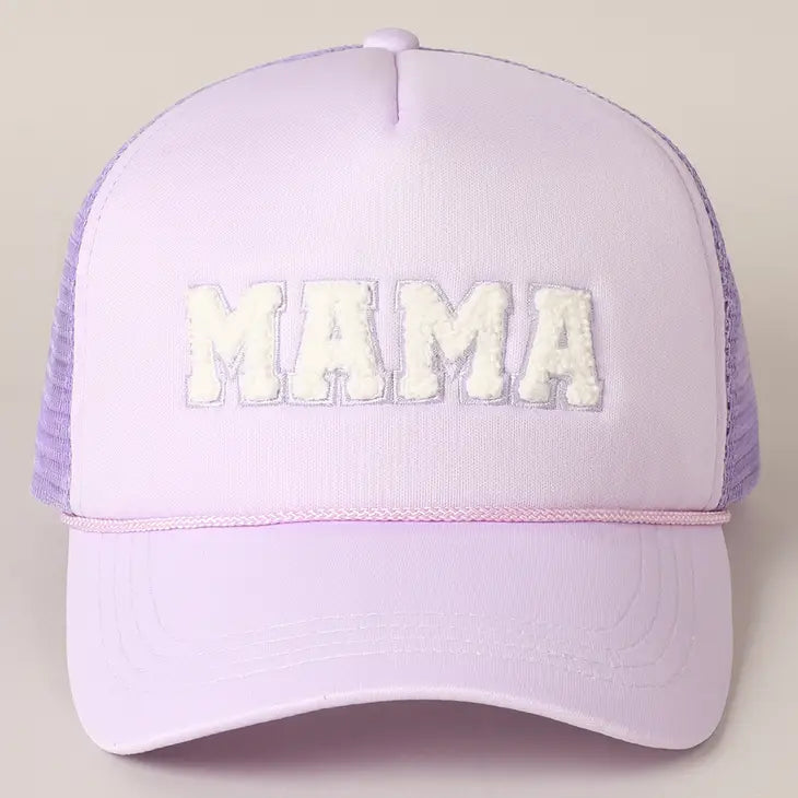 Mama Chenille Letter Patch Trucker Hat in Three Colors