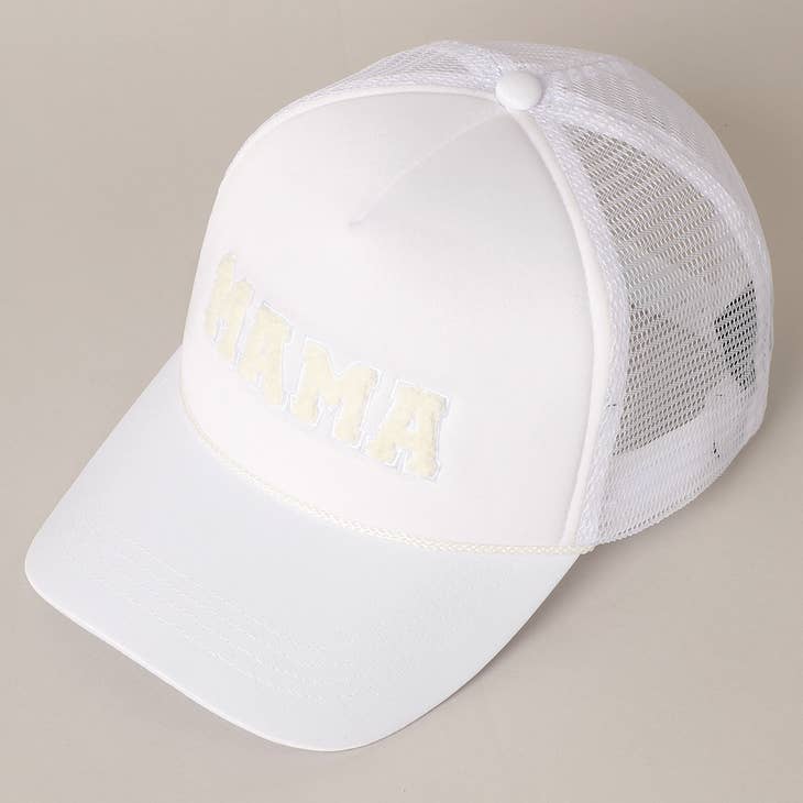 Mama Chenille Letter Patch Trucker Hat in Three Colors