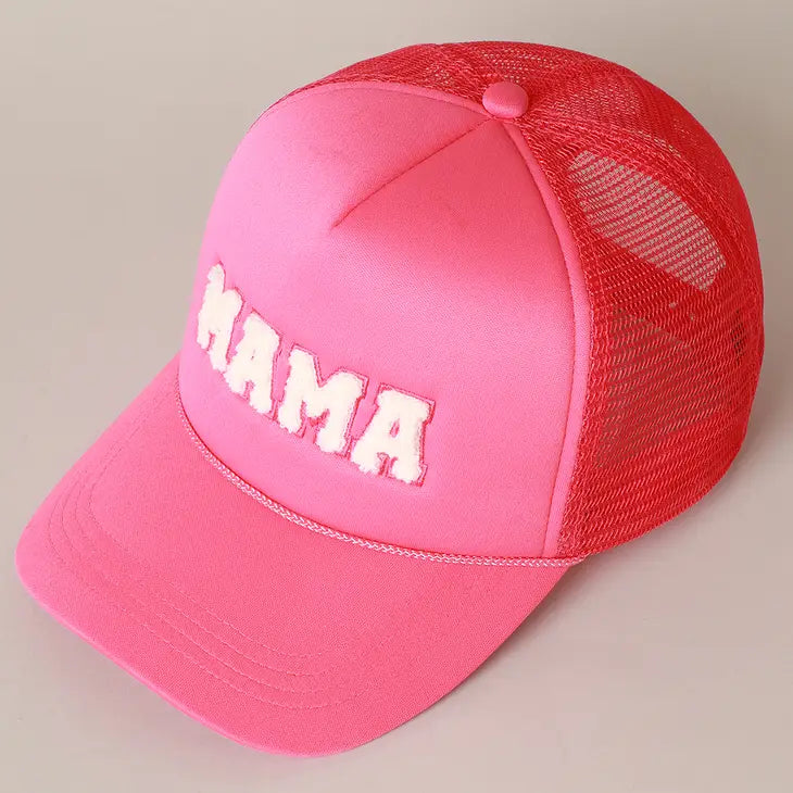 Mama Chenille Letter Patch Trucker Hat in Three Colors